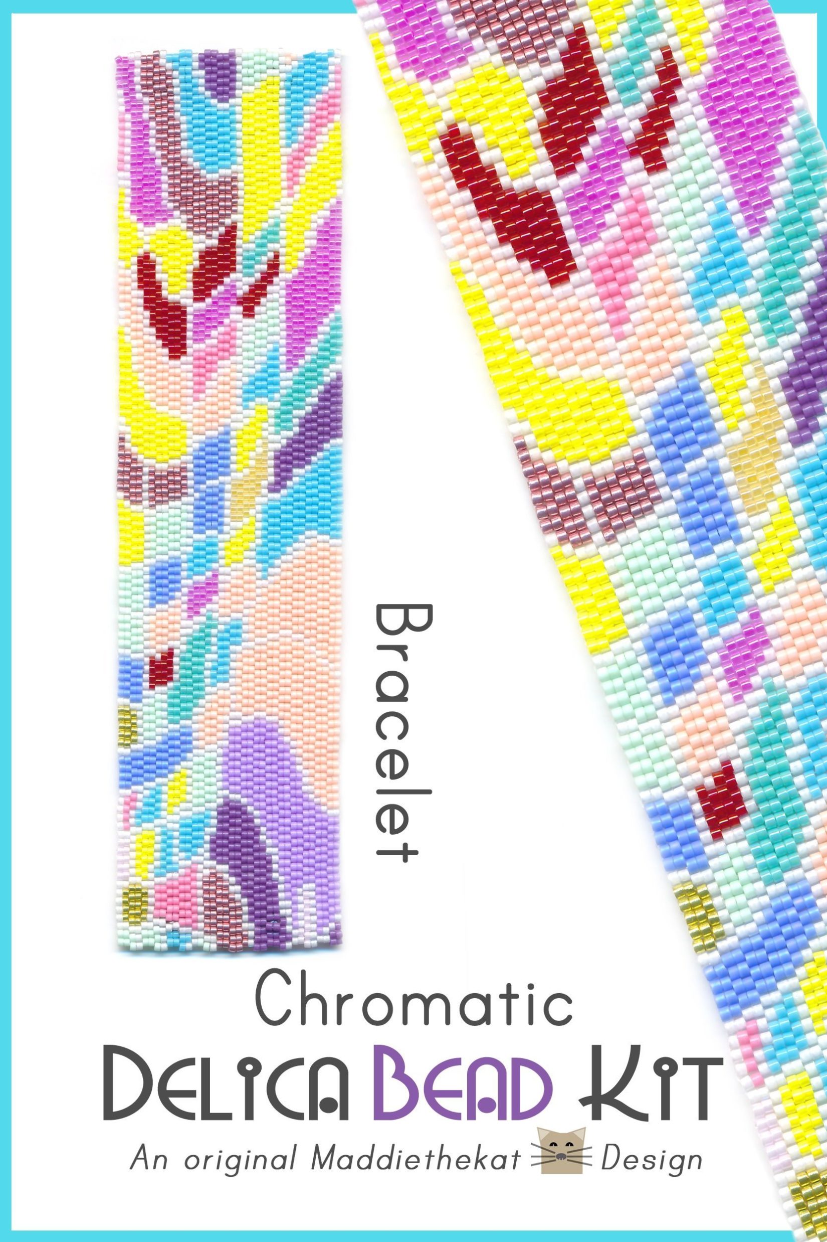 Chromatic Wide Cuff Bracelet 2-Drop Peyote Bead Pattern or Bead Kit
