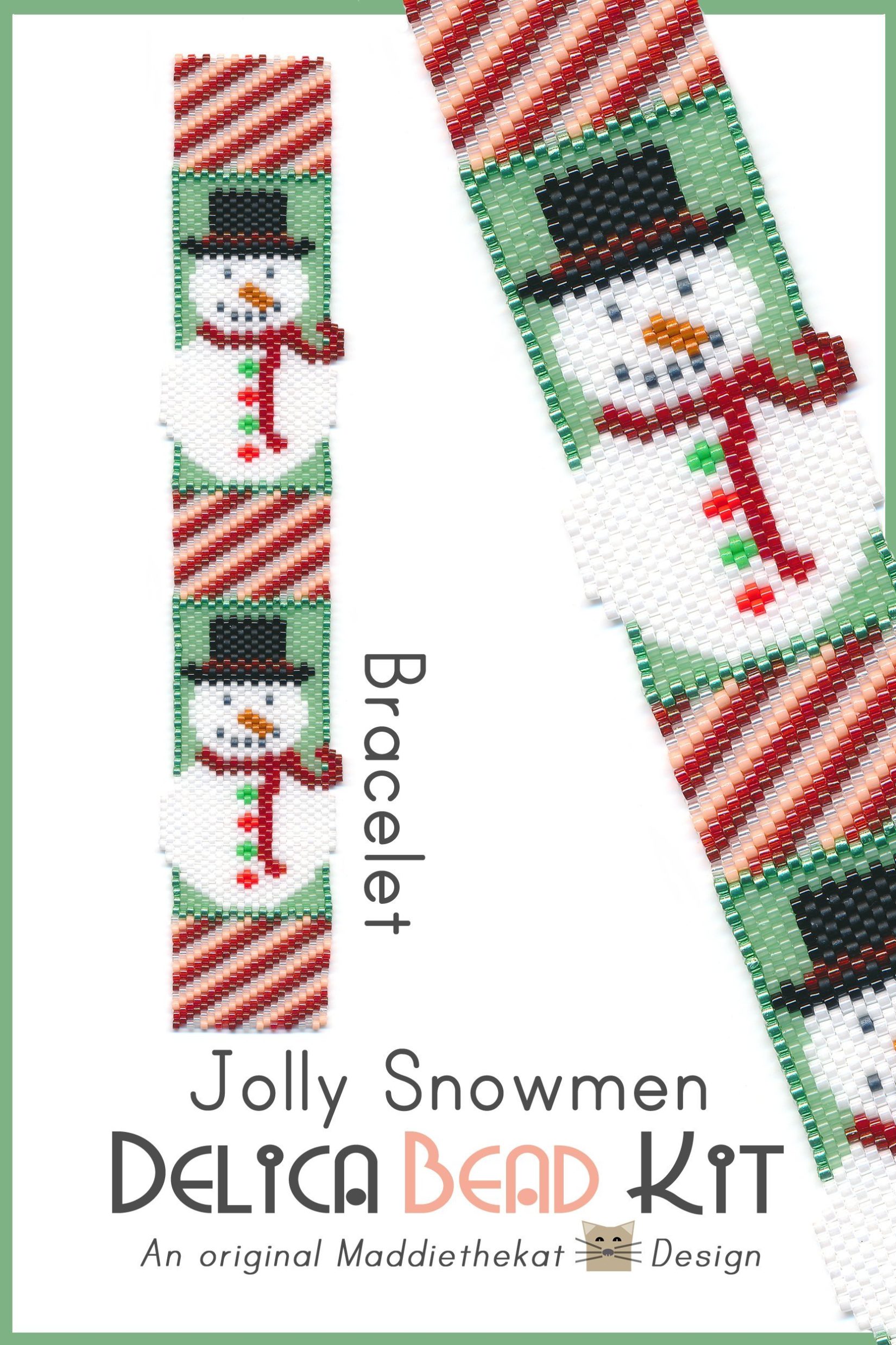 Jolly Snowmen Bracelet Peyote Bead Pattern PDF