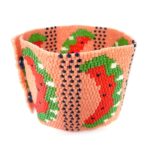 Juicy Watermelon Wide Cuff 2-Drop Peyote Seed Beaded Bracelet Fruit-Maddiethekat Designs