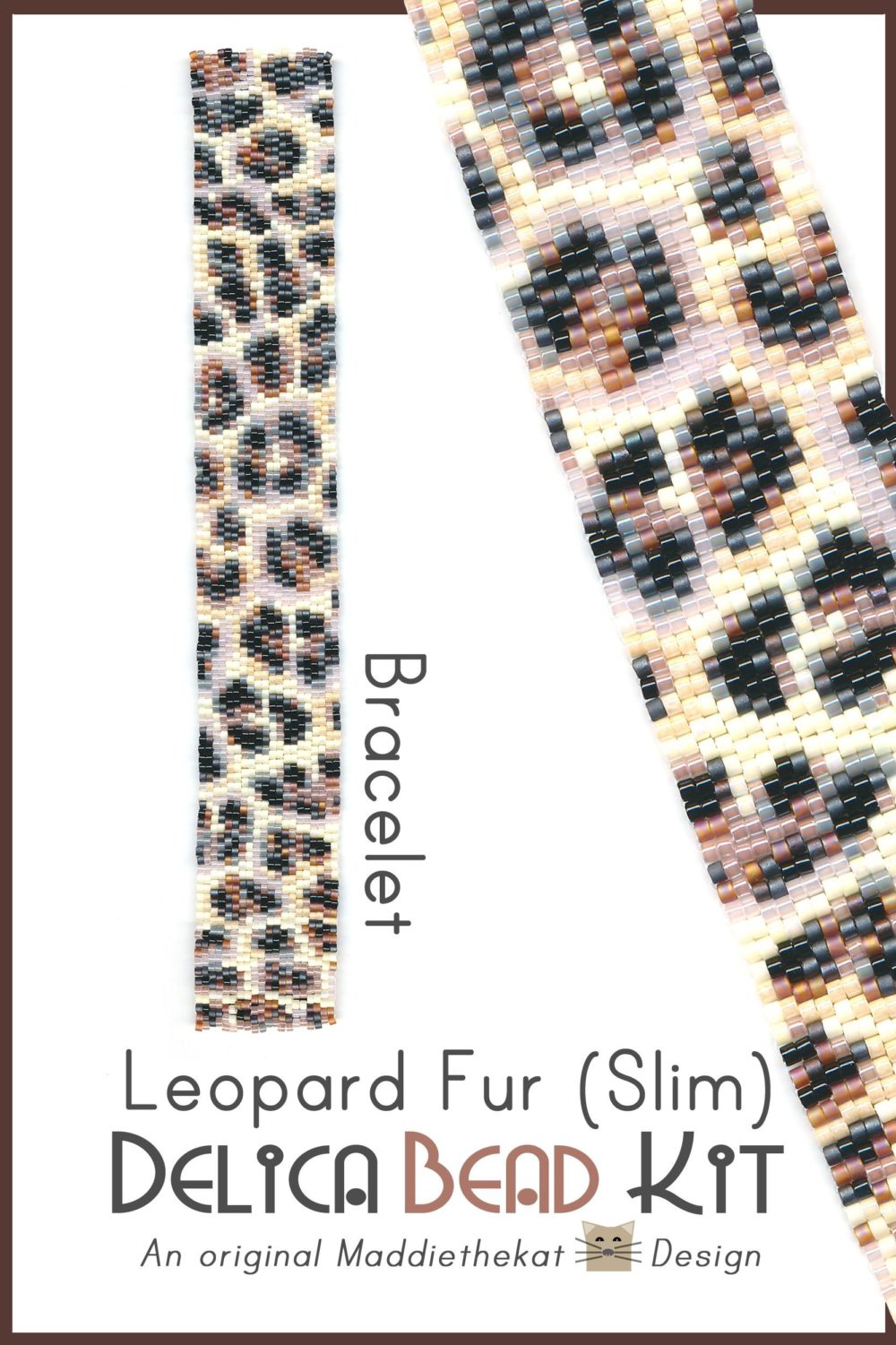 Leopard Fur Slim Bracelet Delica 2-Drop Peyote Seed Bead Pattern or KIT DIY Rosettes Spots-Maddiethekat Designs