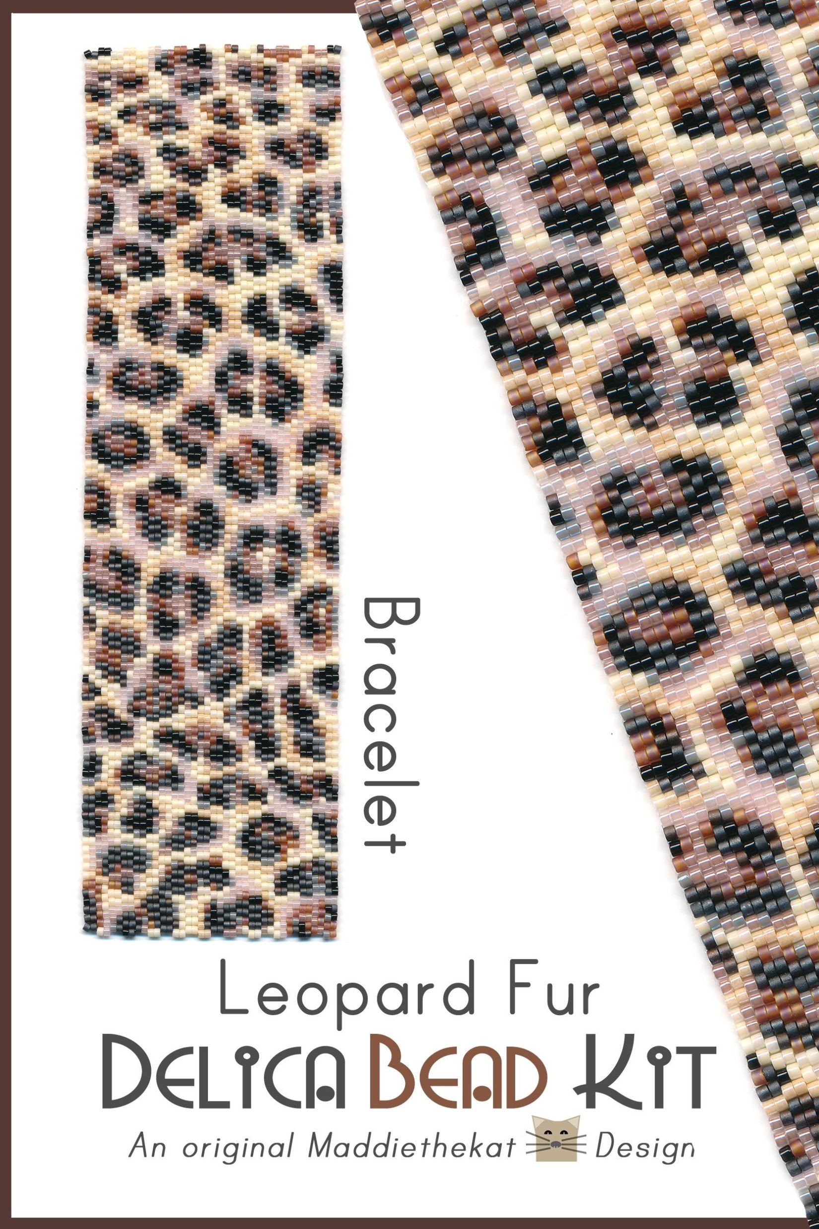 Leopard Fur Wide Cuff Bracelet 2-Drop Peyote Bead Pattern PDF