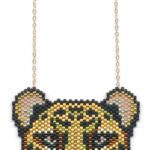 Metallic Cheetah Seed Beaded Pendant Necklace-Maddiethekat Designs
