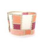 Mondrian Feminine Wide Cuff 2-Drop Peyote Seed Beaded Bracelet-Maddiethekat Designs