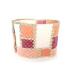 Mondrian Feminine Wide Cuff 2-Drop Peyote Seed Beaded Bracelet-Maddiethekat Designs