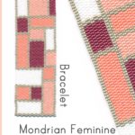 Mondrian Feminine Wide Cuff Bracelet 2-Drop Peyote Bead Pattern or Bead Kit