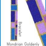Mondrian Goldenly Slim Bracelet 2-Drop Peyote Bead Pattern or Bead Kit