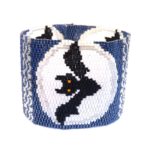 Moon Bats Wide Cuff 2-Drop Peyote Seed Beaded Bracelet-Maddiethekat Designs
