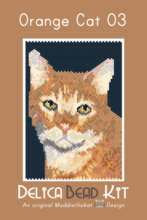 Orange Cat 03 Small Peyote Bead Pattern PDF or Bead Kit