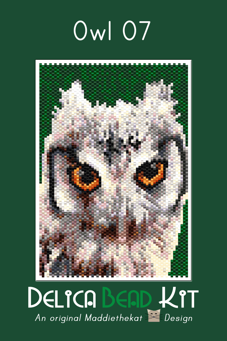 Owl 07 Small Peyote Bead Pattern PDF or Bead Kit