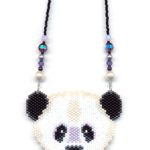 Panda Bear Seed Beaded Pendant Necklace-Maddiethekat Designs