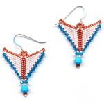 Persimmon Mocha Blue Taking Flight Beaded Earrings-Maddiethekat Designs