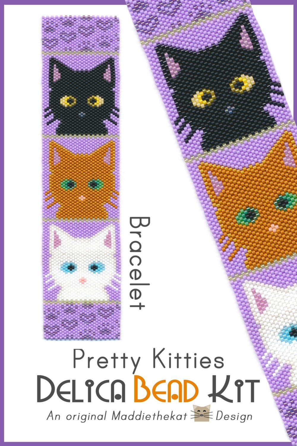 Pretty Kitties Bracelet Peyote Bead Pattern or Bead KIT