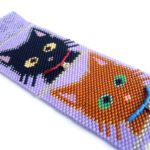 Pretty Kitties Cuff Peyote Seed Beaded Bracelet Cats-Maddiethekat Designs