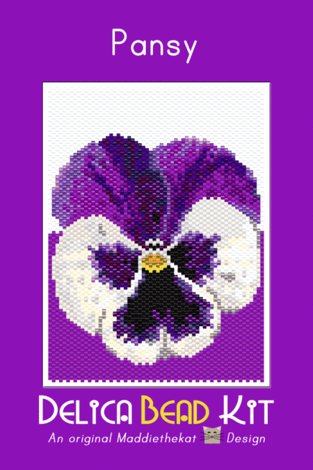 Pansy Flower Small Peyote Bead Pattern PDF or Bead Kit