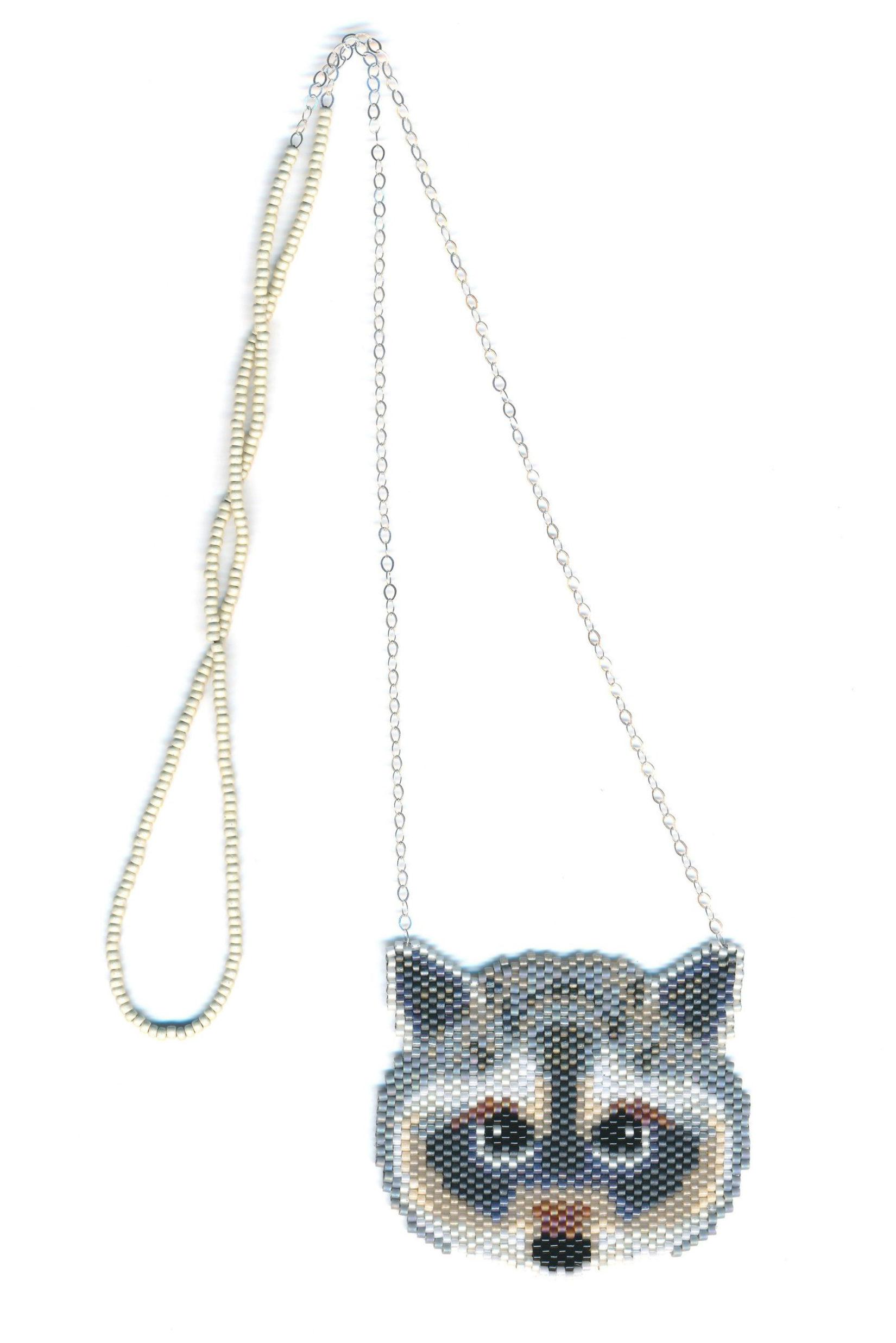 Raccoon Pendant Beaded Necklace