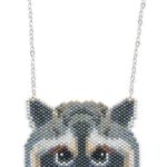 raccoon seed beaded pendant necklace coon maddiethekat designs 2