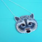 raccoon seed beaded pendant necklace coon maddiethekat designs 3