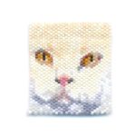 White Cat Face Peyote Beaded Necklace-Maddiethekat Designs