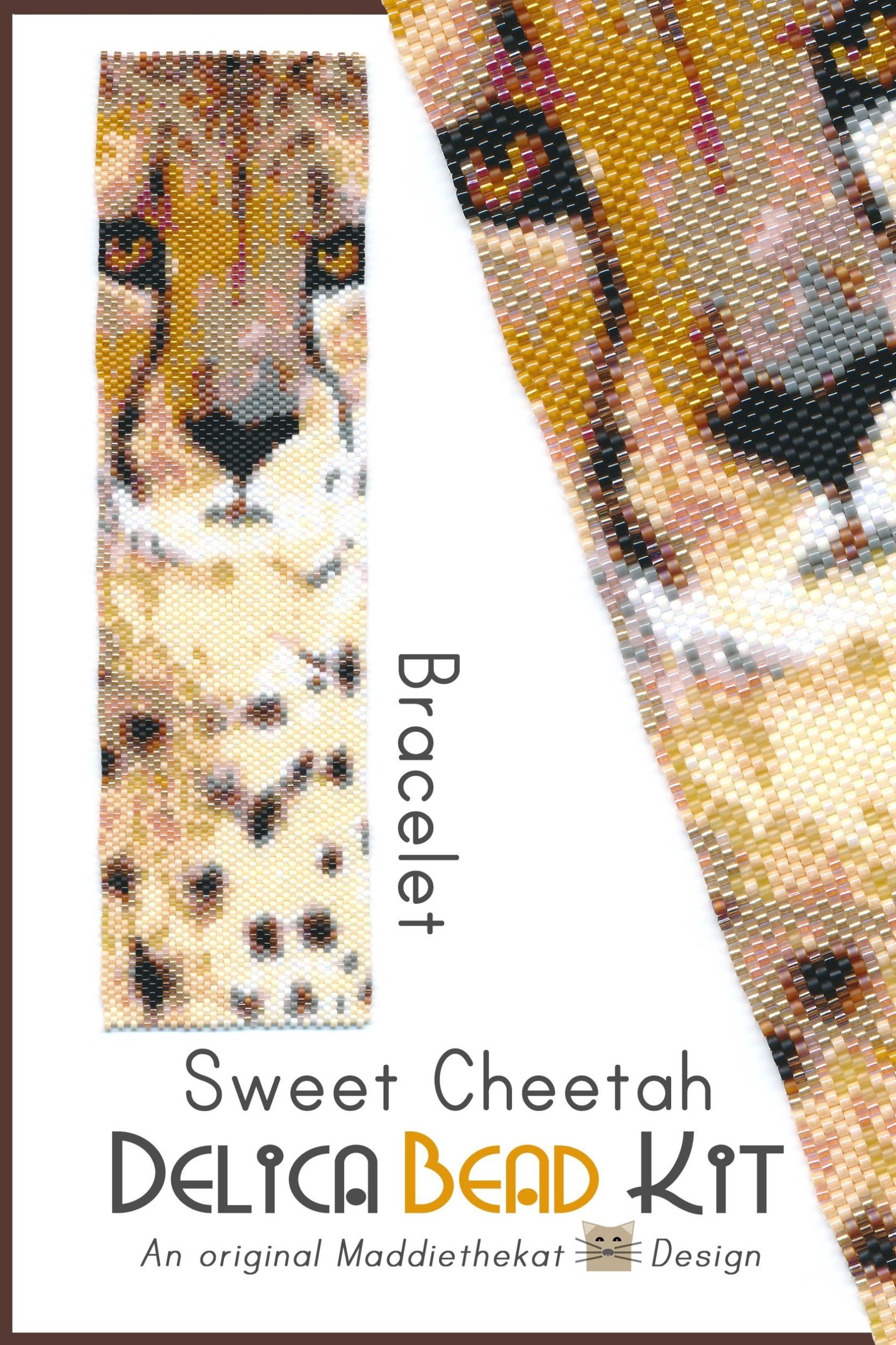 Sweet Cheetah Wide Cuff Bracelet Peyote Bead Pattern PDF or Bead Kit