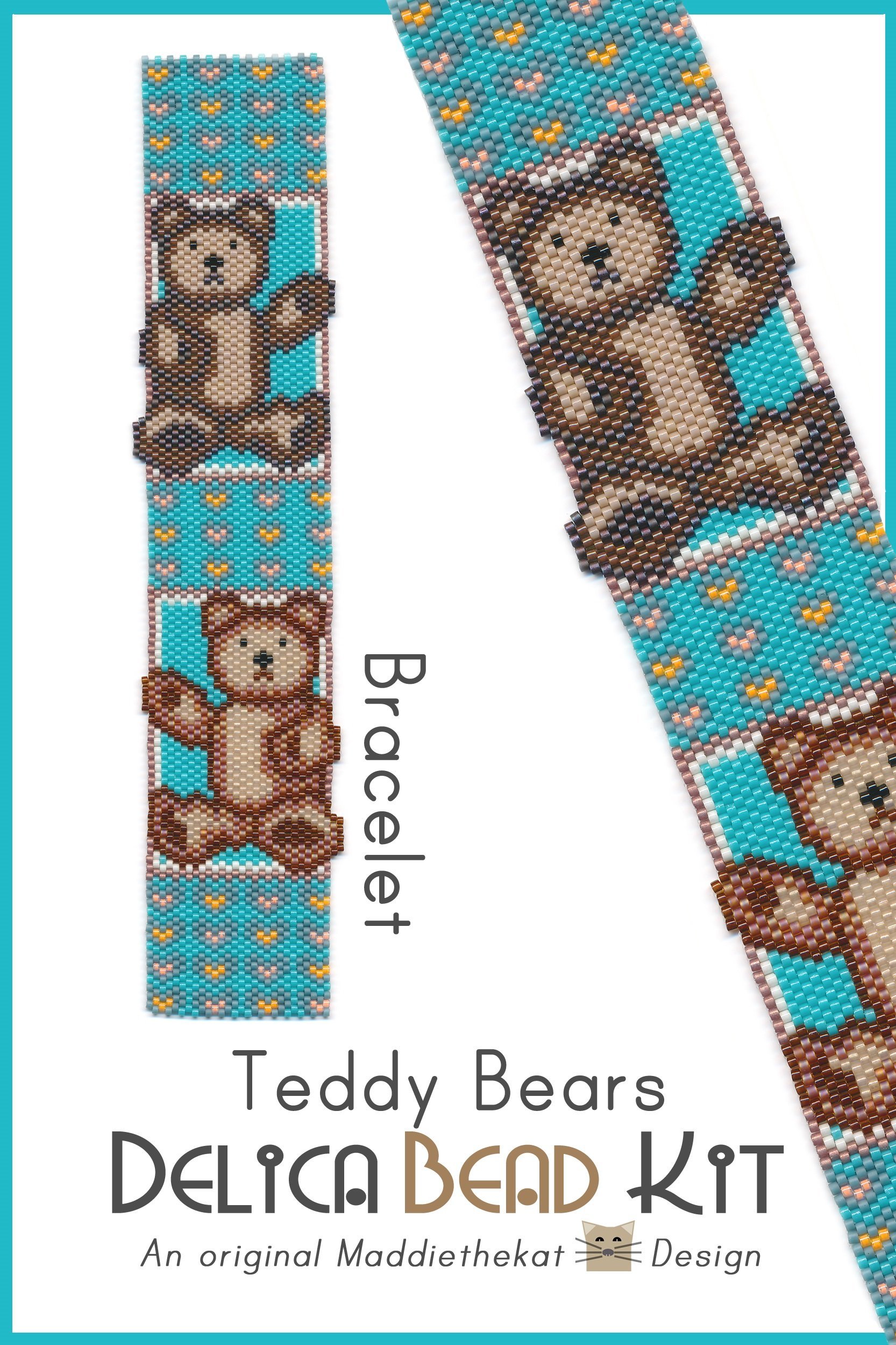 Teddy Bears Bracelet Peyote Bead Pattern PDF or Bead Kit