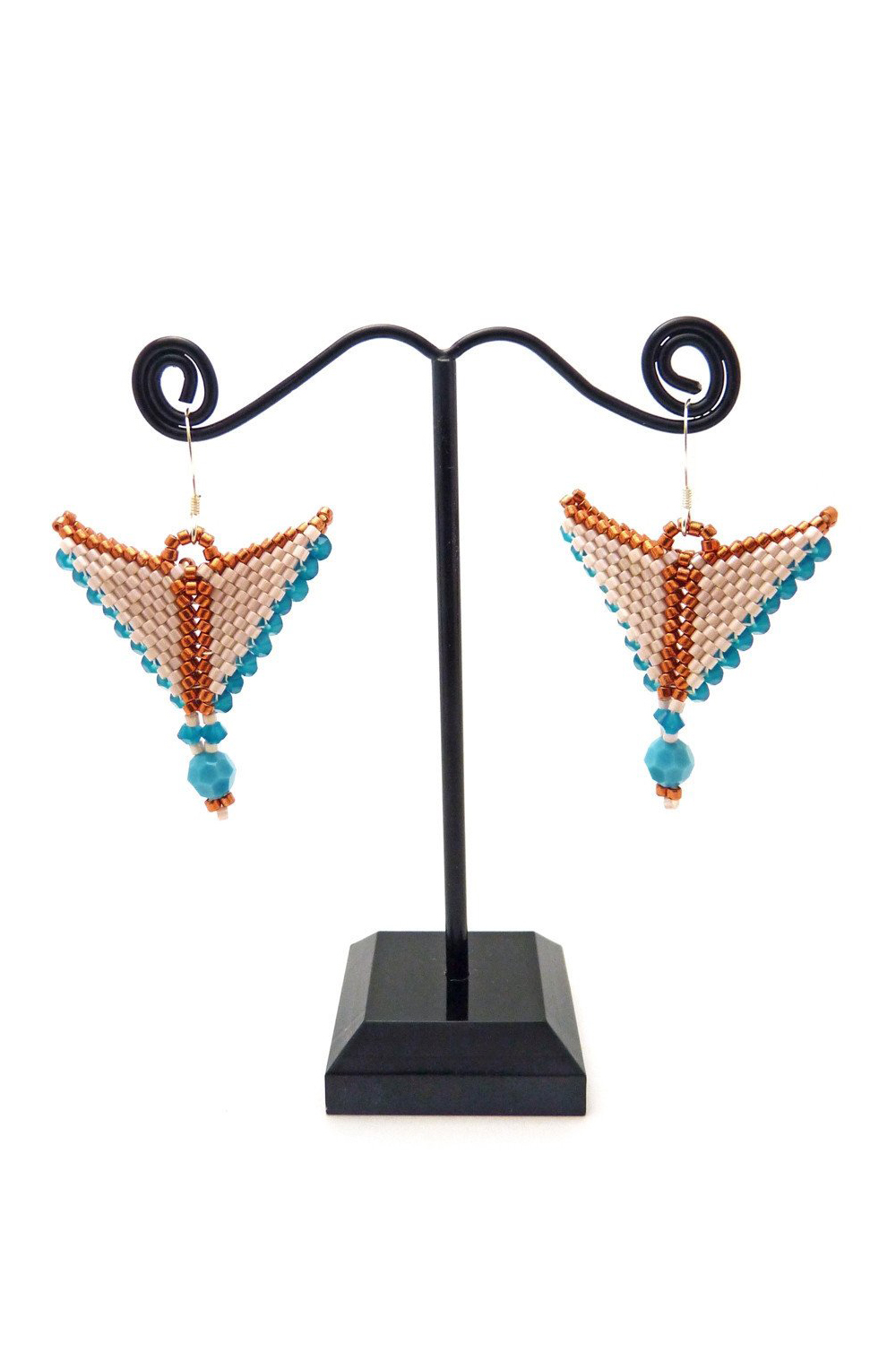 Persimmon Mocha Blue Taking Flight Beaded Earrings