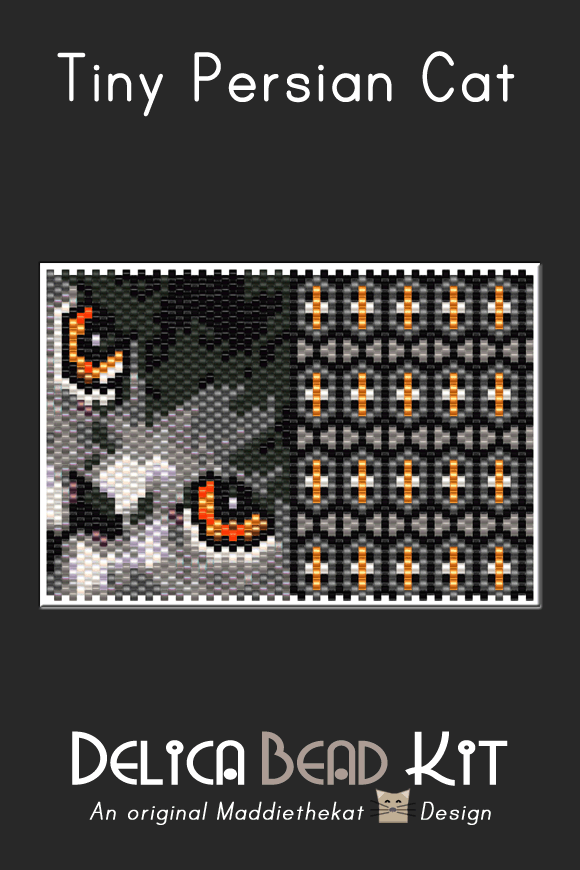 Persian Cat 01 Tiny Peyote Bead Pattern PDF or Bead Kit