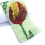 Tulip Flowers Wide Cuff 2-Drop Peyote Seed Beaded Bracelet-Maddiethekat Designs