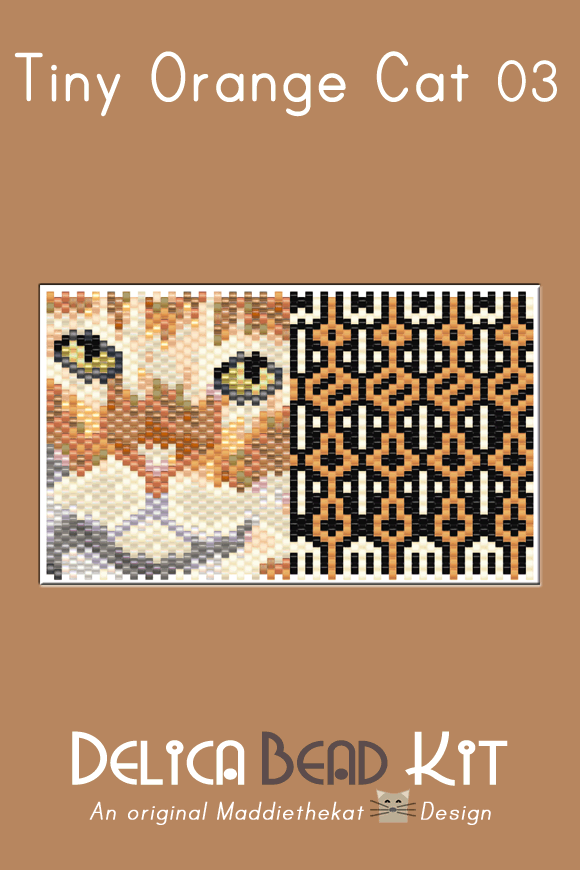 Orange Cat 03 Tiny Peyote Bead Pattern PDF or Bead Kit
