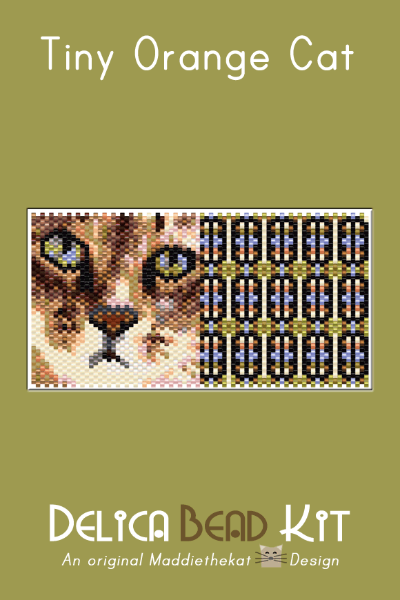 Orange Cat 01 Tiny Peyote Bead Pattern PDF or Bead Kit
