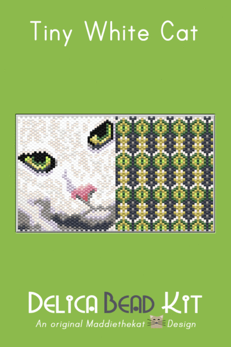 White Cat 01 Tiny Peyote Bead Pattern PDF or Bead Kit
