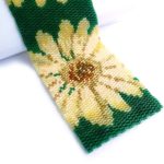 Yellow Flowers Wide Cuff 2-Drop Peyote Seed Bead Bracelet-Maddiethekat Designs