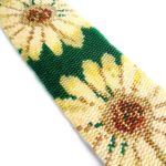 Yellow Flowers Wide Cuff 2-Drop Peyote Seed Bead Bracelet-Maddiethekat Designs