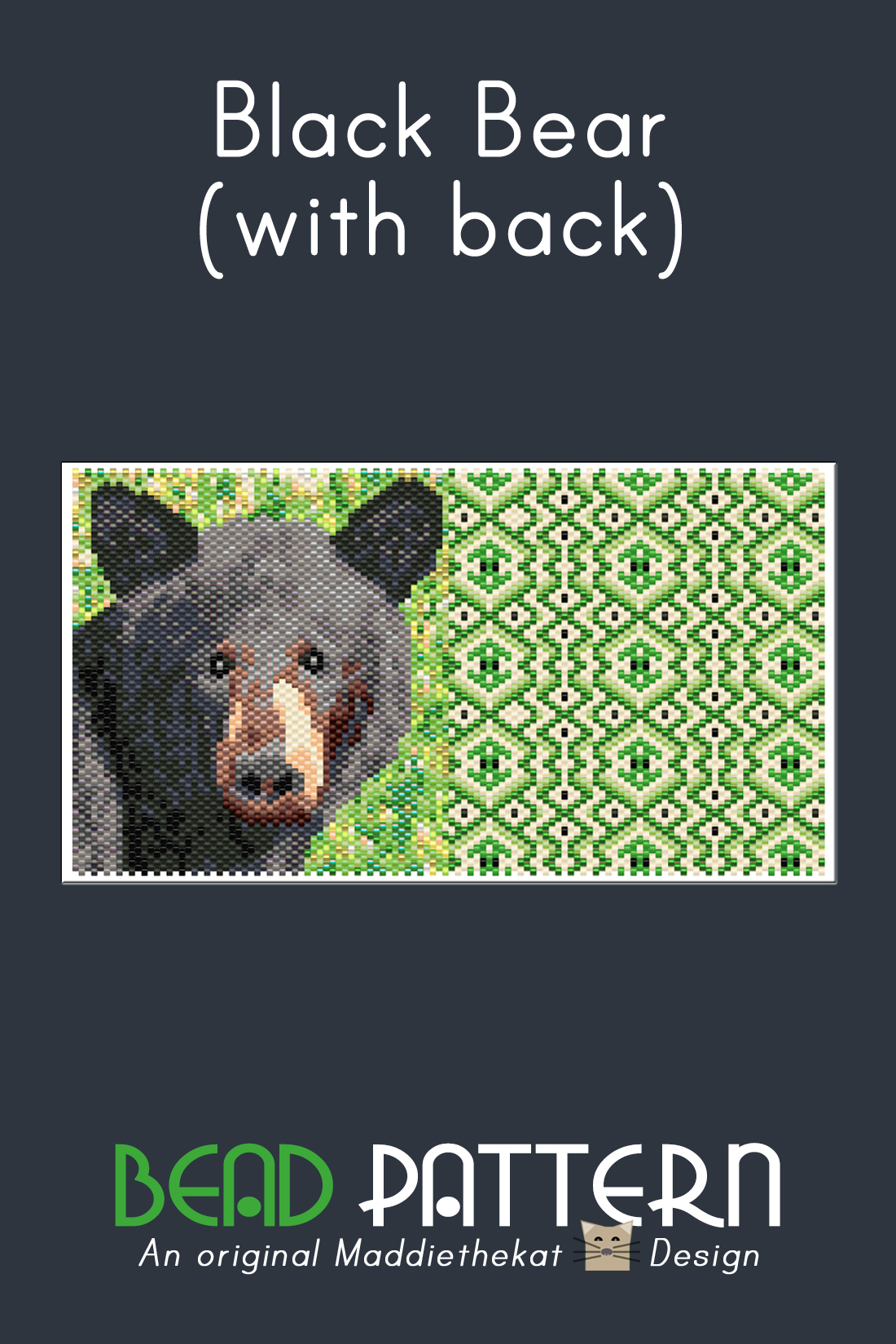 Black Bear 01 with Back Peyote Bead Pattern PDF