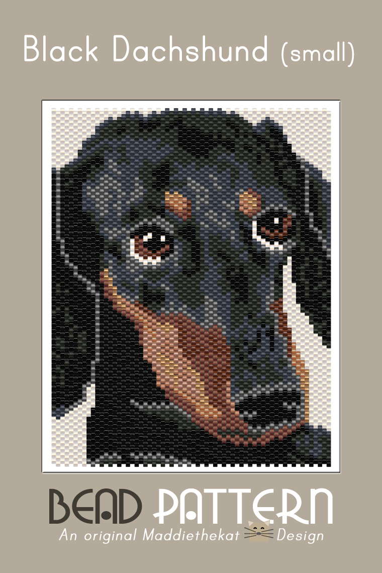 Black Dachshund Dog Small Peyote Bead Pattern PDF