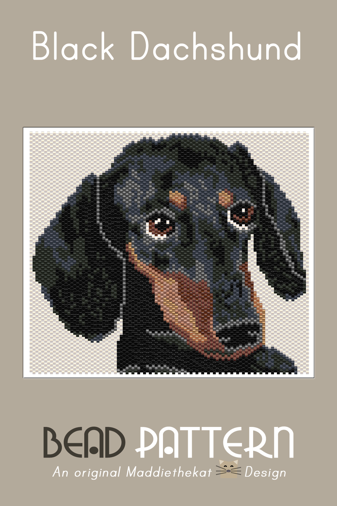 Black Dachshund Dog Larger Peyote Bead Pattern PDF