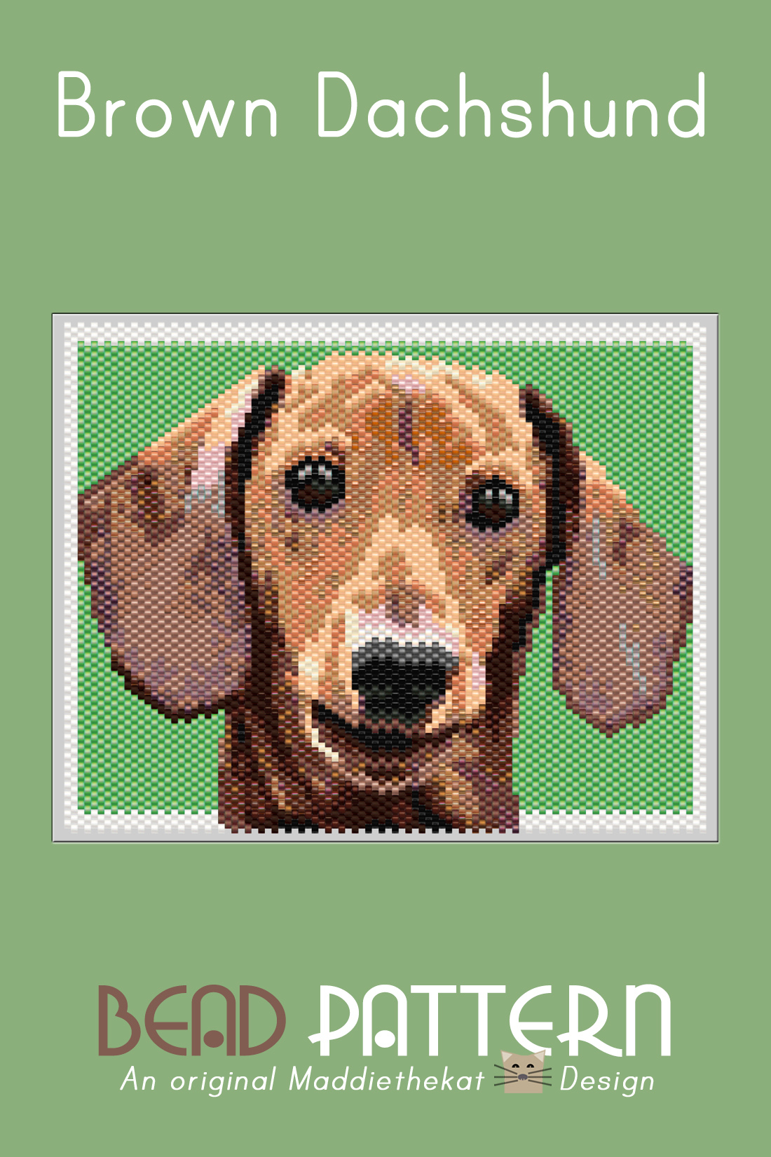 Brown Dachshund Dog Larger Peyote Bead Pattern PDF