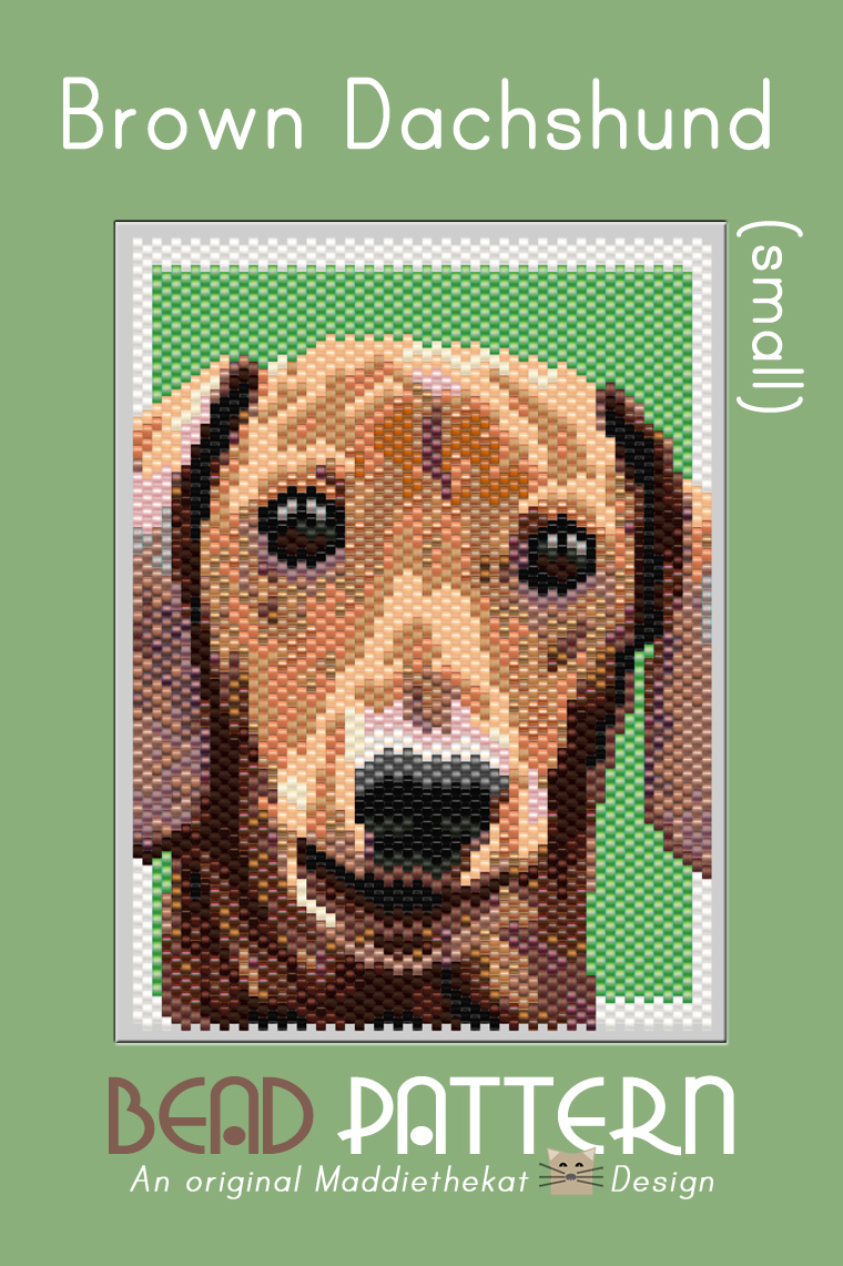 Brown Dachshund Dog Small Peyote Bead Pattern PDF