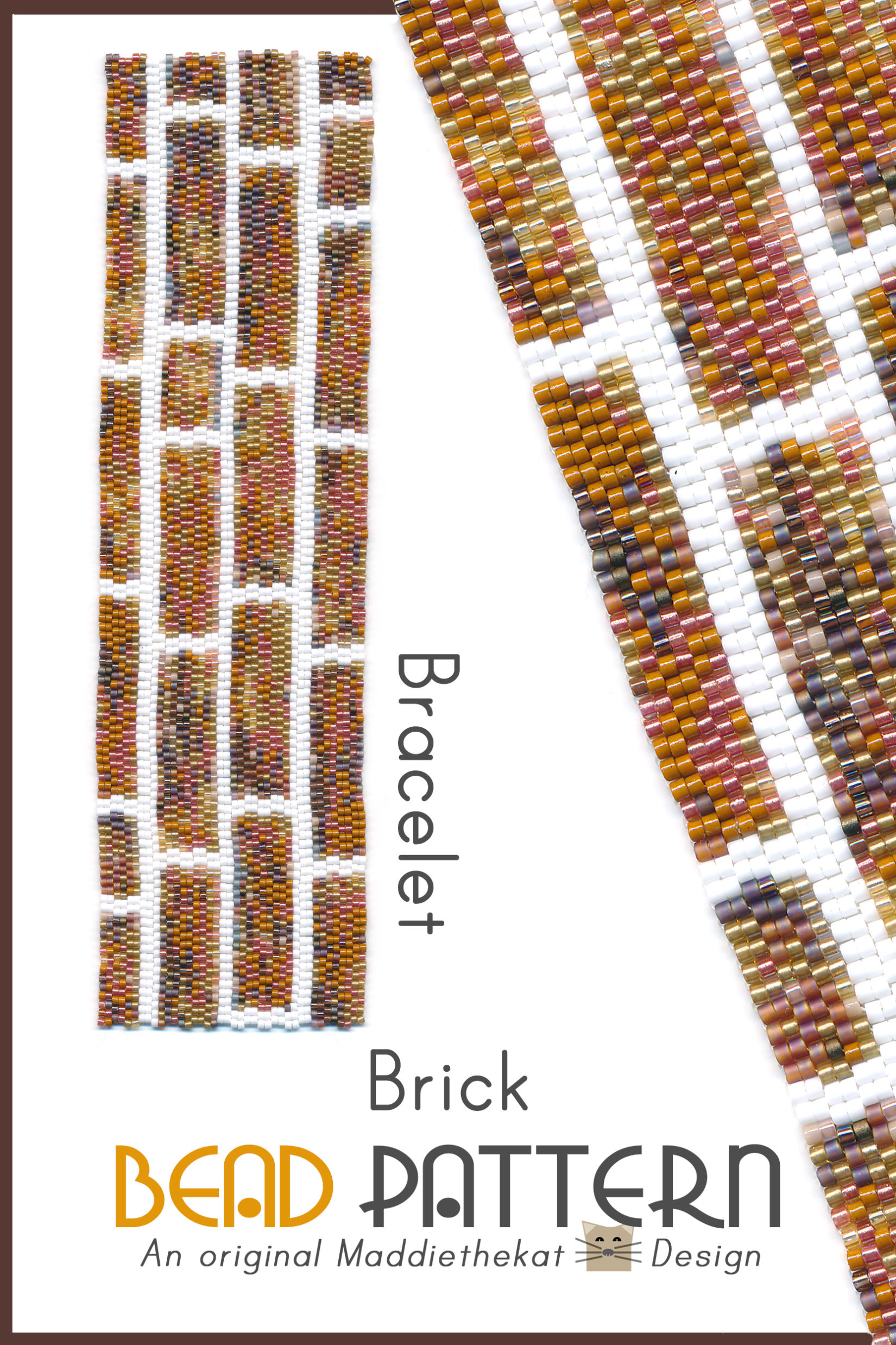 Brick Wall Wide Cuff Bracelet 2-Drop Peyote Bead Pattern PDF