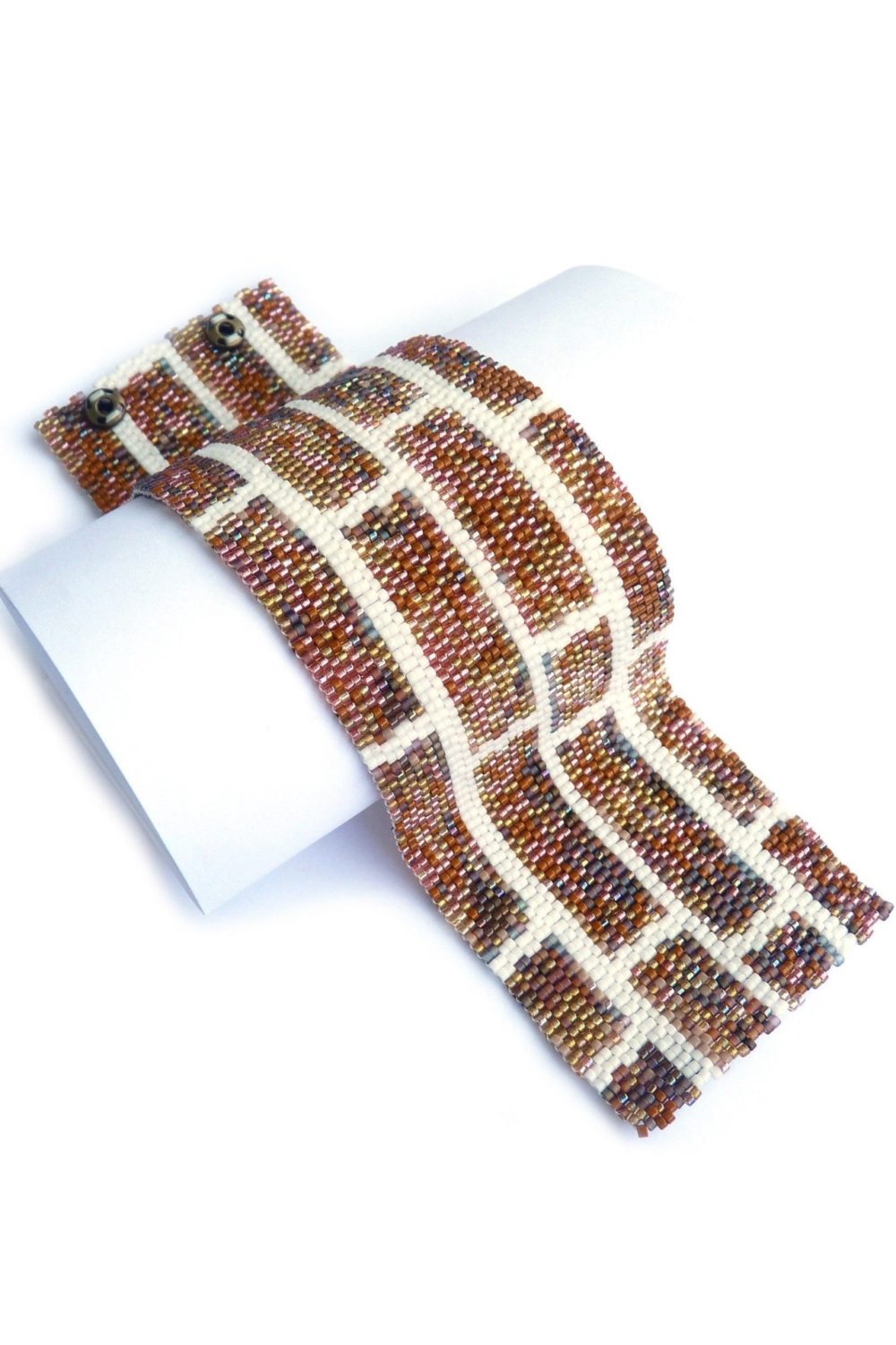 Brick Wall Wide Cuff Delica Seed Beaded Bracelet