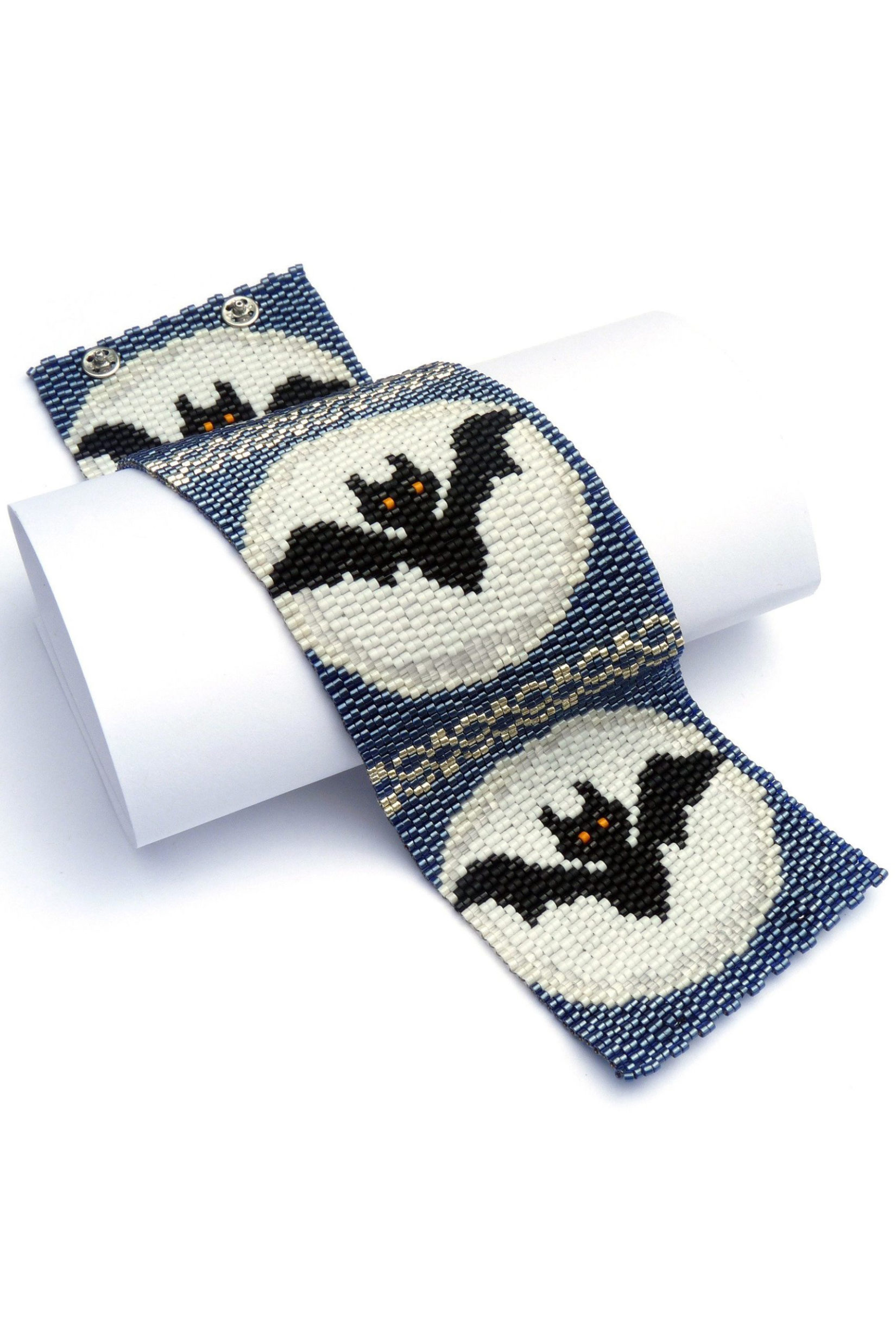 Moon Bats Wide Cuff Beaded Bracelet