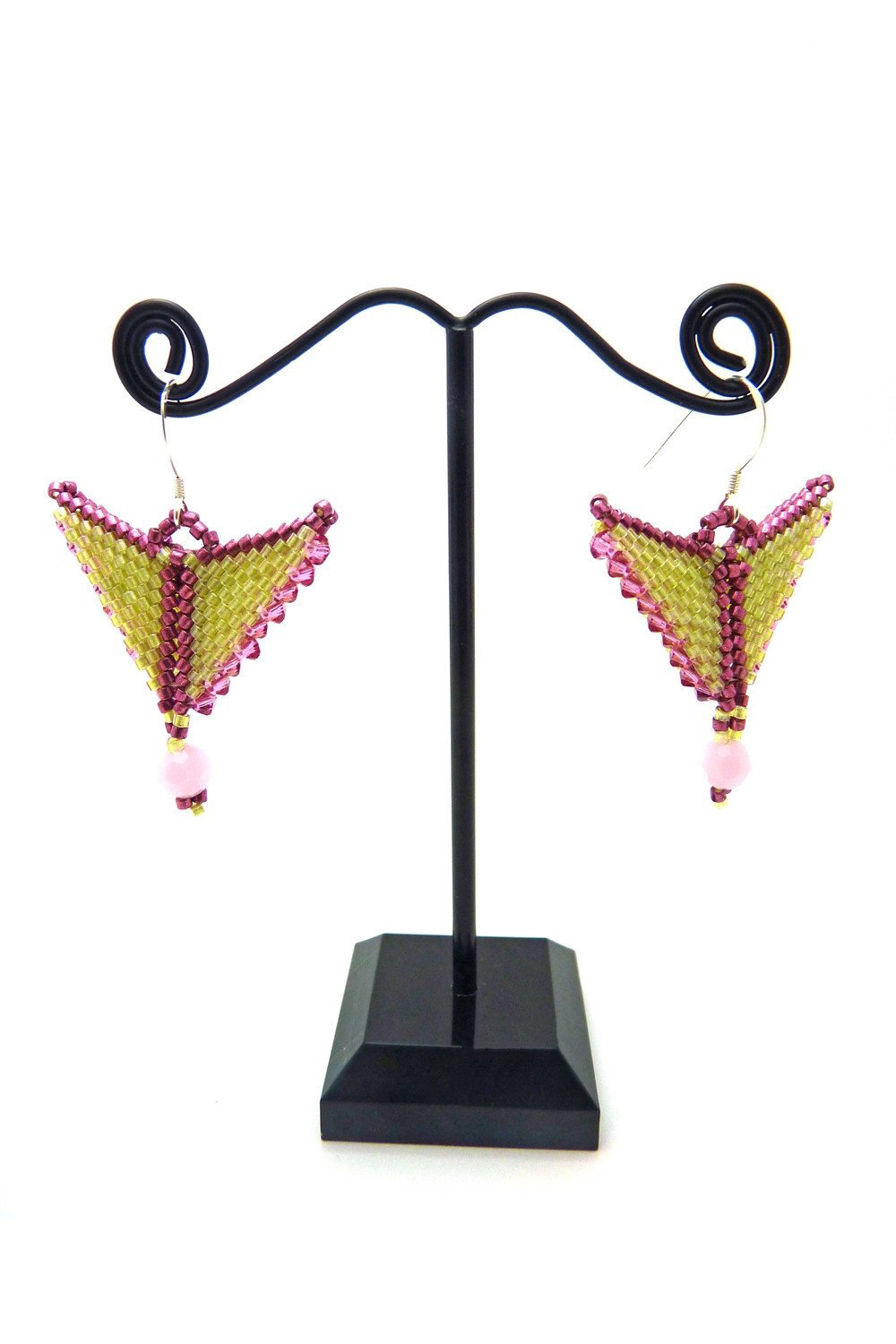 Peridot Rose Alabaster Taking Flight Beaded Earrings