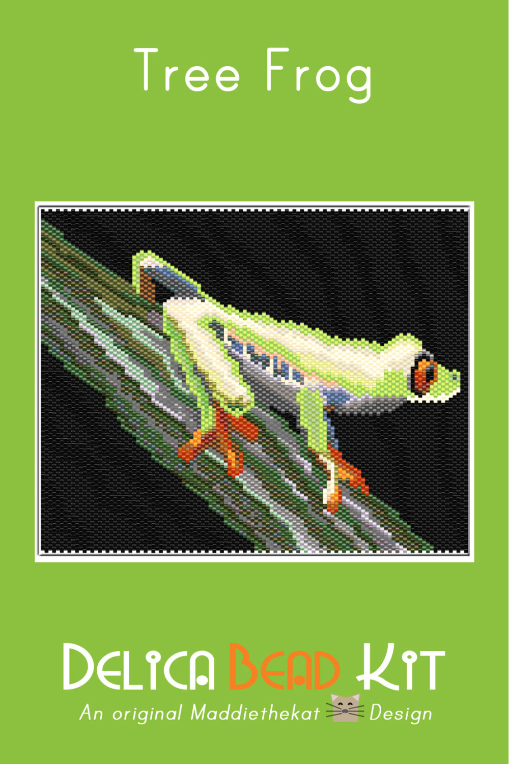 Tree Frog Larger Peyote Bead Pattern or Bead Kit